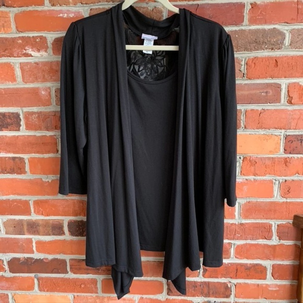 VTG Lace Back Top Layered Black 3XL